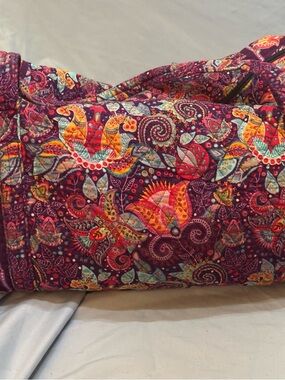 Quilted Travel Duffel Bag - Purple Floral Paisley Print